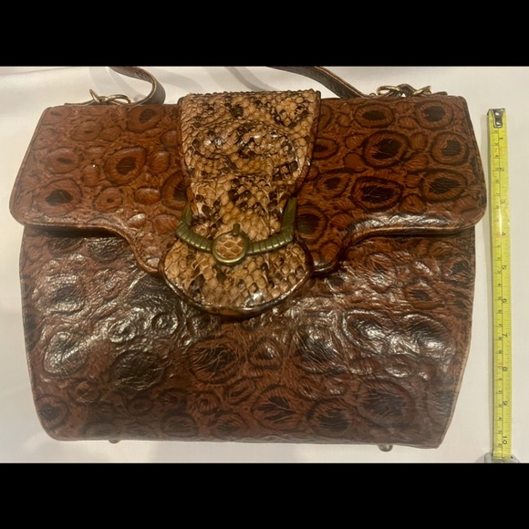 OOAK Vintage Sharif Reptile & Snakeskin Textured Leather Satchel Handbag - Picture 4 of 5